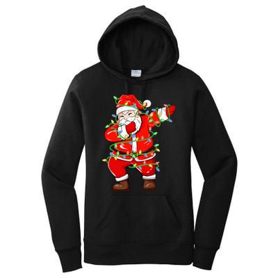 Dabbing Santa Xmas Lights Funny Christmas Women's Pullover Hoodie