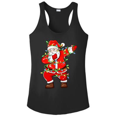 Dabbing Santa Xmas Lights Funny Christmas Ladies PosiCharge Competitor Racerback Tank