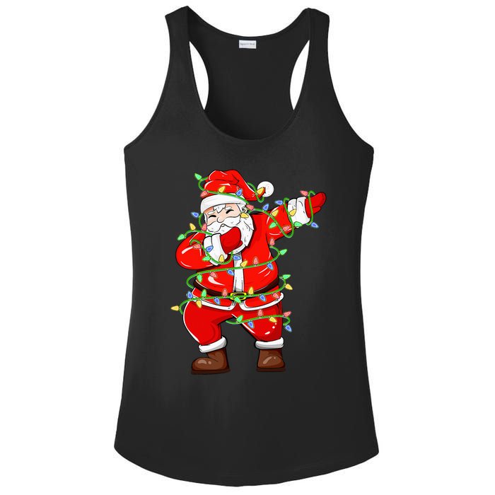 Dabbing Santa Xmas Lights Funny Christmas Ladies PosiCharge Competitor Racerback Tank