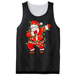 Dabbing Santa Xmas Lights Funny Christmas Mesh Reversible Basketball Jersey Tank