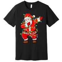 Dabbing Santa Xmas Lights Funny Christmas Premium T-Shirt