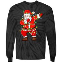 Dabbing Santa Xmas Lights Funny Christmas Tie-Dye Long Sleeve Shirt