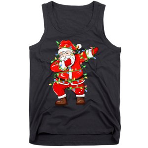 Dabbing Santa Xmas Lights Funny Christmas Tank Top