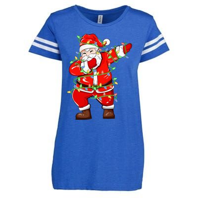 Dabbing Santa Xmas Lights Funny Christmas Enza Ladies Jersey Football T-Shirt