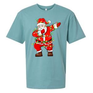 Dabbing Santa Xmas Lights Funny Christmas Sueded Cloud Jersey T-Shirt