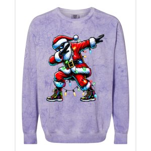 Dabbing Santa Xmas Lights Colorblast Crewneck Sweatshirt