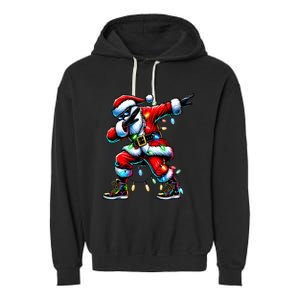 Dabbing Santa Xmas Lights Garment-Dyed Fleece Hoodie