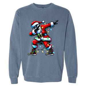 Dabbing Santa Xmas Lights Garment-Dyed Sweatshirt