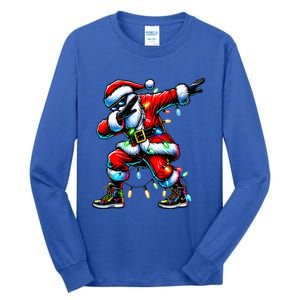 Dabbing Santa Xmas Lights Tall Long Sleeve T-Shirt