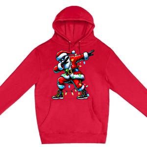 Dabbing Santa Xmas Lights Premium Pullover Hoodie