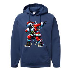 Dabbing Santa Xmas Lights Performance Fleece Hoodie