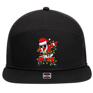 Dabbing Santa Xmas Lights Christmas Gifts 7 Panel Mesh Trucker Snapback Hat