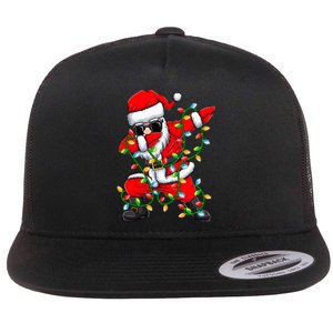 Dabbing Santa Xmas Lights Christmas Gifts Flat Bill Trucker Hat