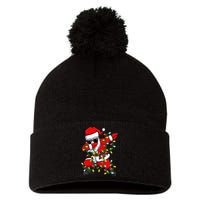 Dabbing Santa Xmas Lights Christmas Gifts Pom Pom 12in Knit Beanie