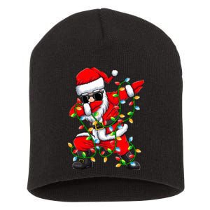 Dabbing Santa Xmas Lights Christmas Gifts Short Acrylic Beanie