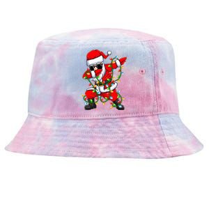 Dabbing Santa Xmas Lights Christmas Gifts Tie-Dyed Bucket Hat