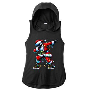 Dabbing Santa Xmas Lights Ladies PosiCharge Tri-Blend Wicking Draft Hoodie Tank