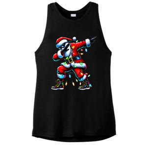 Dabbing Santa Xmas Lights Ladies PosiCharge Tri-Blend Wicking Tank