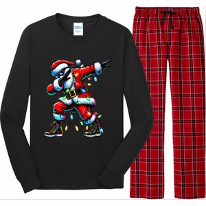 Dabbing Santa Xmas Lights Long Sleeve Pajama Set