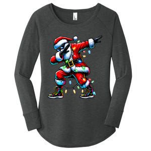 Dabbing Santa Xmas Lights Women's Perfect Tri Tunic Long Sleeve Shirt