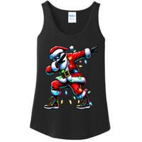 Dabbing Santa Xmas Lights Ladies Essential Tank