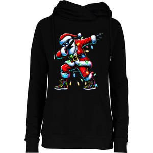 Dabbing Santa Xmas Lights Womens Funnel Neck Pullover Hood