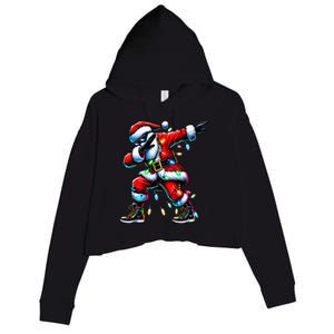 Dabbing Santa Xmas Lights Crop Fleece Hoodie