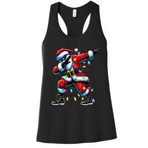 Dabbing Santa Xmas Lights Women's Racerback Tank