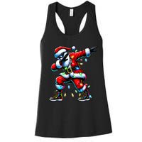 Dabbing Santa Xmas Lights Women's Racerback Tank