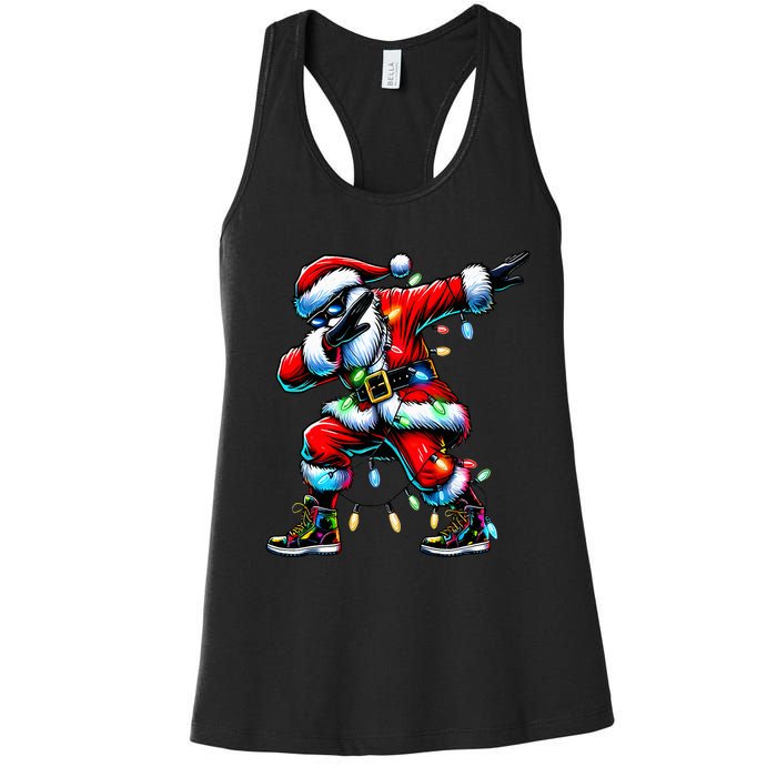 Dabbing Santa Xmas Lights Women's Racerback Tank