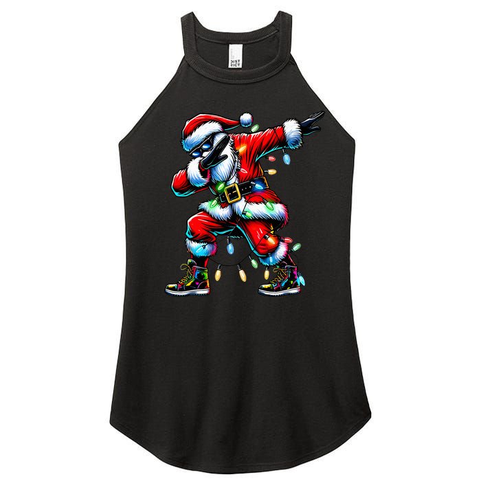 Dabbing Santa Xmas Lights Women's Perfect Tri Rocker Tank