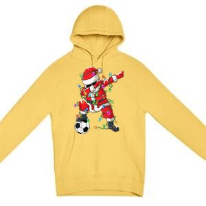 Dabbing Santa Xmas Lights Soccer Christmas Women Premium Pullover Hoodie