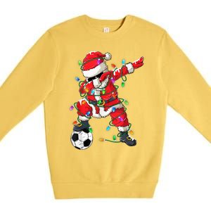 Dabbing Santa Xmas Lights Soccer Christmas Women Premium Crewneck Sweatshirt