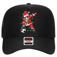 Dabbing Santa Xmas Lights Soccer Christmas Women High Crown Mesh Back Trucker Hat