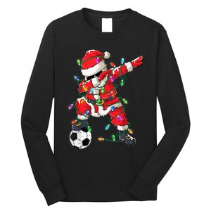 Dabbing Santa Xmas Lights Soccer Christmas Women Long Sleeve Shirt