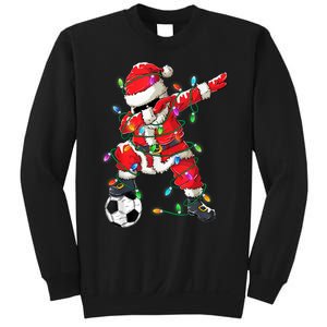 Dabbing Santa Xmas Lights Soccer Christmas Women Sweatshirt