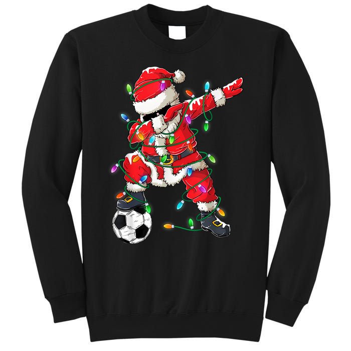 Dabbing Santa Xmas Lights Soccer Christmas Women Sweatshirt