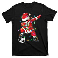 Dabbing Santa Xmas Lights Soccer Christmas Women T-Shirt