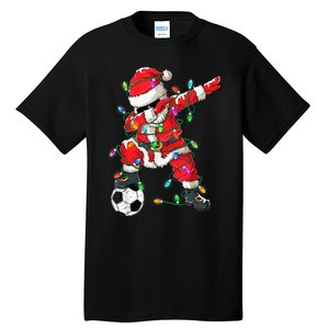 Dabbing Santa Xmas Lights Soccer Christmas Women Tall T-Shirt