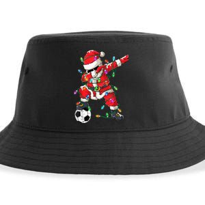 Dabbing Santa Xmas Lights Soccer Christmas Women Sustainable Bucket Hat