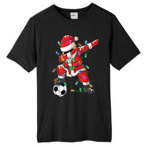 Dabbing Santa Xmas Lights Soccer Christmas Women Tall Fusion ChromaSoft Performance T-Shirt