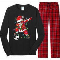 Dabbing Santa Xmas Lights Soccer Christmas Women Long Sleeve Pajama Set