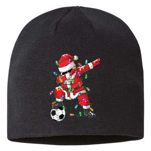 Dabbing Santa Xmas Lights Soccer Christmas Women Sustainable Beanie