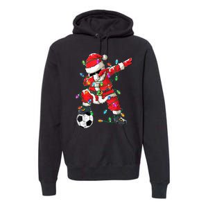 Dabbing Santa Xmas Lights Soccer Christmas Women Premium Hoodie