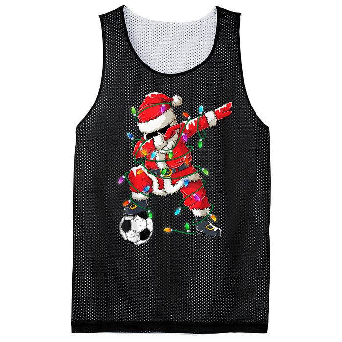 Dabbing Santa Xmas Lights Soccer Christmas Women Mesh Reversible Basketball Jersey Tank