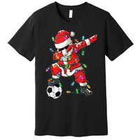 Dabbing Santa Xmas Lights Soccer Christmas Women Premium T-Shirt