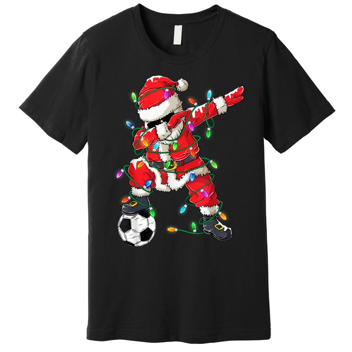 Dabbing Santa Xmas Lights Soccer Christmas Women Premium T-Shirt