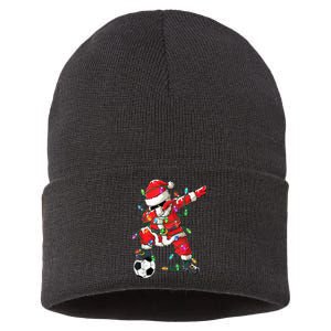 Dabbing Santa Xmas Lights Soccer Christmas Women Sustainable Knit Beanie