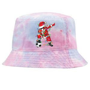 Dabbing Santa Xmas Lights Soccer Christmas Women Tie-Dyed Bucket Hat