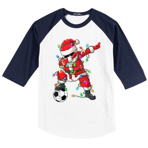 Dabbing Santa Xmas Lights Soccer Christmas Women Baseball Sleeve Shirt